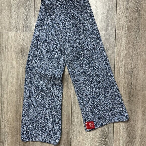 GUESS Scarf Vintage 100% Lambswool Knit Blue - Picture 3 of 4